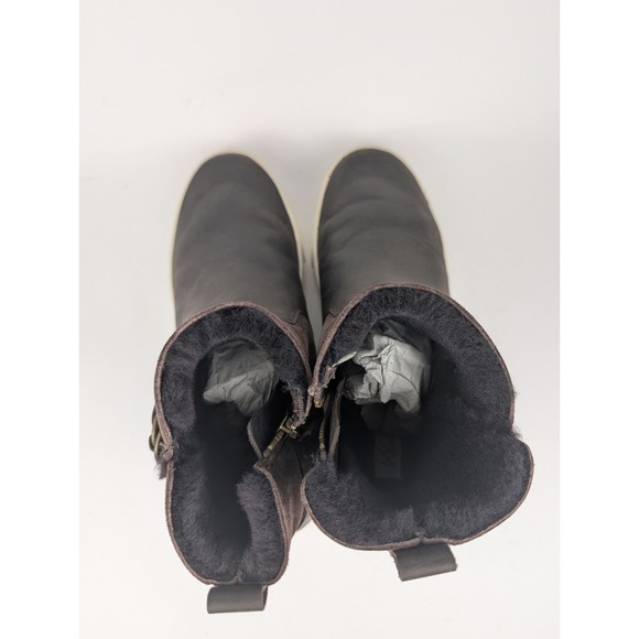Olukai Pehuea Pa'I Shearling Sneaker Leather Boot Dark Brown Womens Size 7.5 - Picture 5 of 7